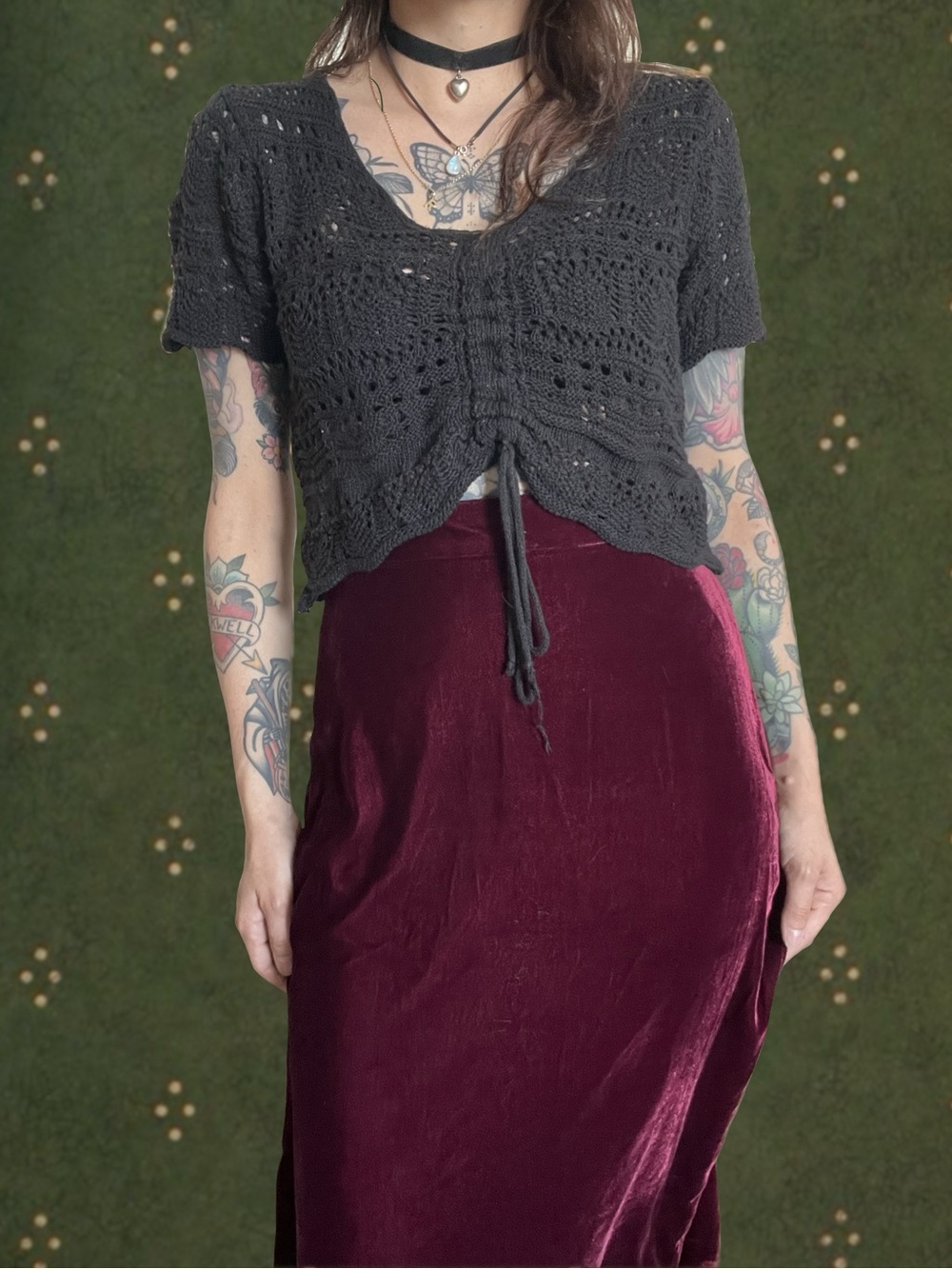 Vintage Velvet Midi Skirt | 90s Slip Skirt